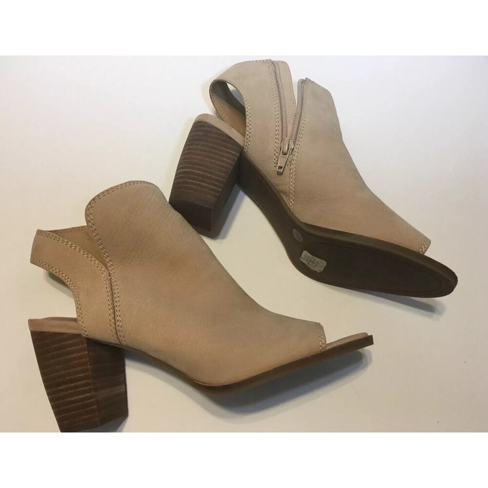 Lucky Brand Women’s Leather Suede Ankle Boots Stacked Heel 8M Boho Elegant